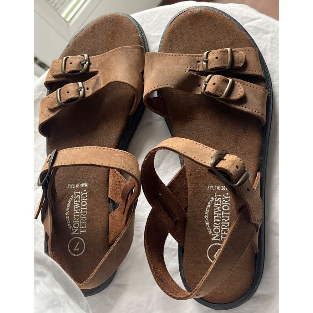 Northwest Territory Sandals Brown Leather Rugged Outdoors Casual Comfort Women 7 - Picture 4 of 10